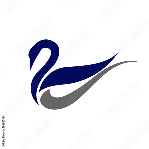 Unique concept. Swan bird abstract vector logo design template. Creative symbol for SPA, Cosmetics, Beauty and Health. Minimalistic icon idea.