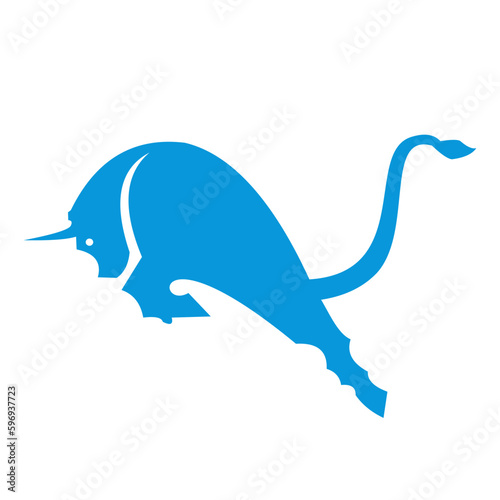 Bull silhouette , monochrome logo, symbol of the year in the Chinese zodiac calendar