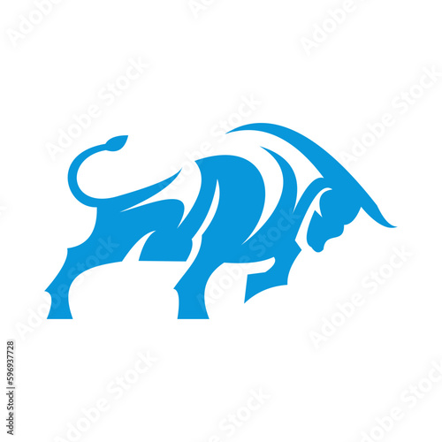 Bull silhouette , monochrome logo, symbol of the year in the Chinese zodiac calendar