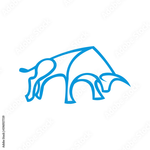 Bull silhouette , monochrome logo, symbol of the year in the Chinese zodiac calendar