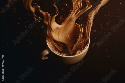 Artistic design with abstract coffee-colored backdrop. Generative AI