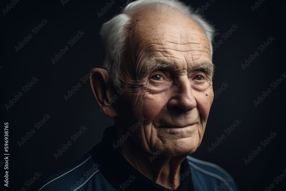 Portrait of an elderly man on a dark background. Studio shot. Portrait of an elderly man on a dark background. Studio shot.
