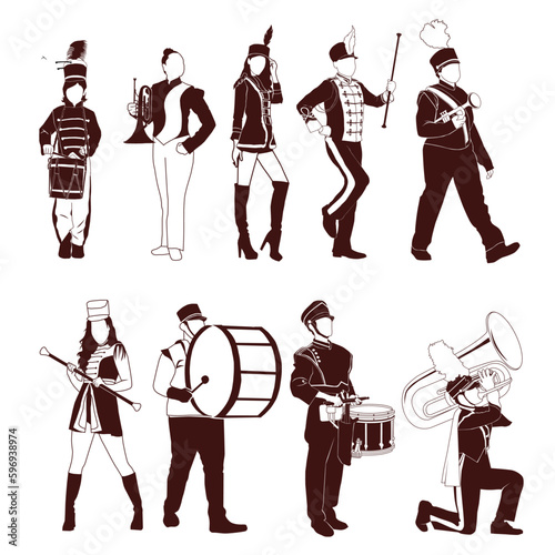 marching band silhouette for various purposes photo
