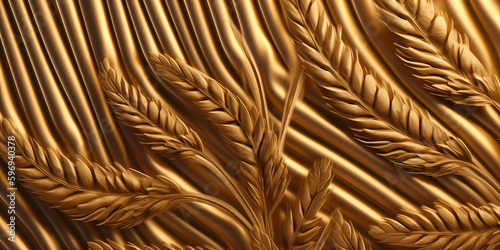 Wheat patterns metallic background, gold