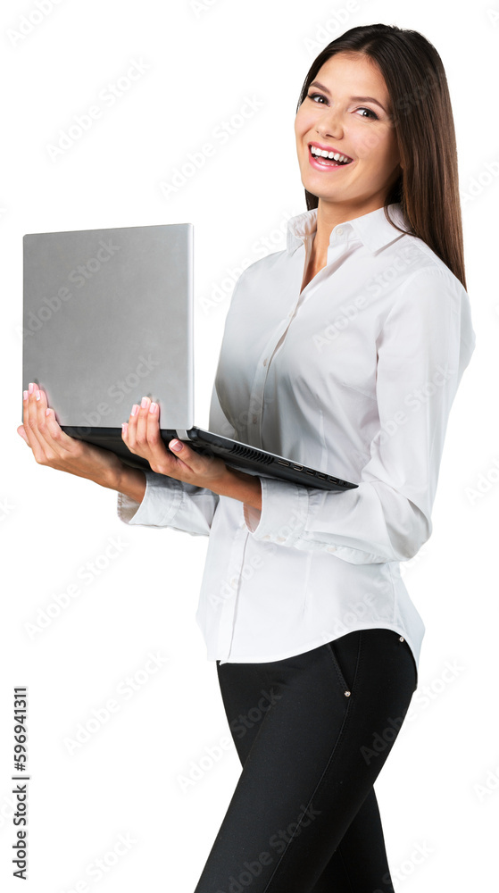 Smiling Businesswoman with laptop computer Smiling Businesswoman with laptop computer