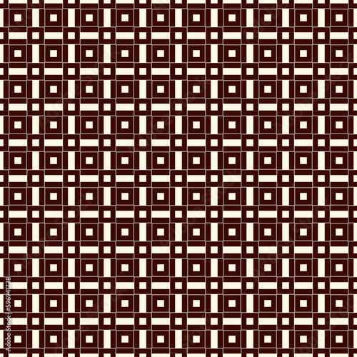 Outline seamless pattern with simple geometric ornament. Repeated square abstract background.