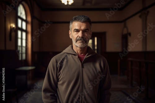 Portrait of a senior man in a mosque. Selective focus.