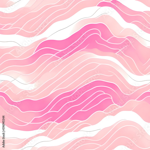 seamless background watercolor wash stripes and waves, muted light pink and white colors , vector minimalist tiling art , Generative AI