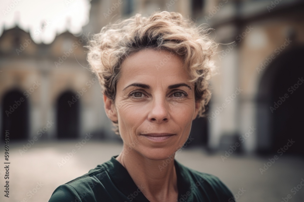 Portrait of a beautiful middle-aged woman with short wavy hair Portrait of a beautiful middle-aged woman with short wavy hair