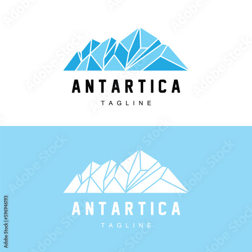 Mountain Logo, Antarctic Iceberg Logo Design, Nature Landscape Vector, Product Brand Illustration Icon