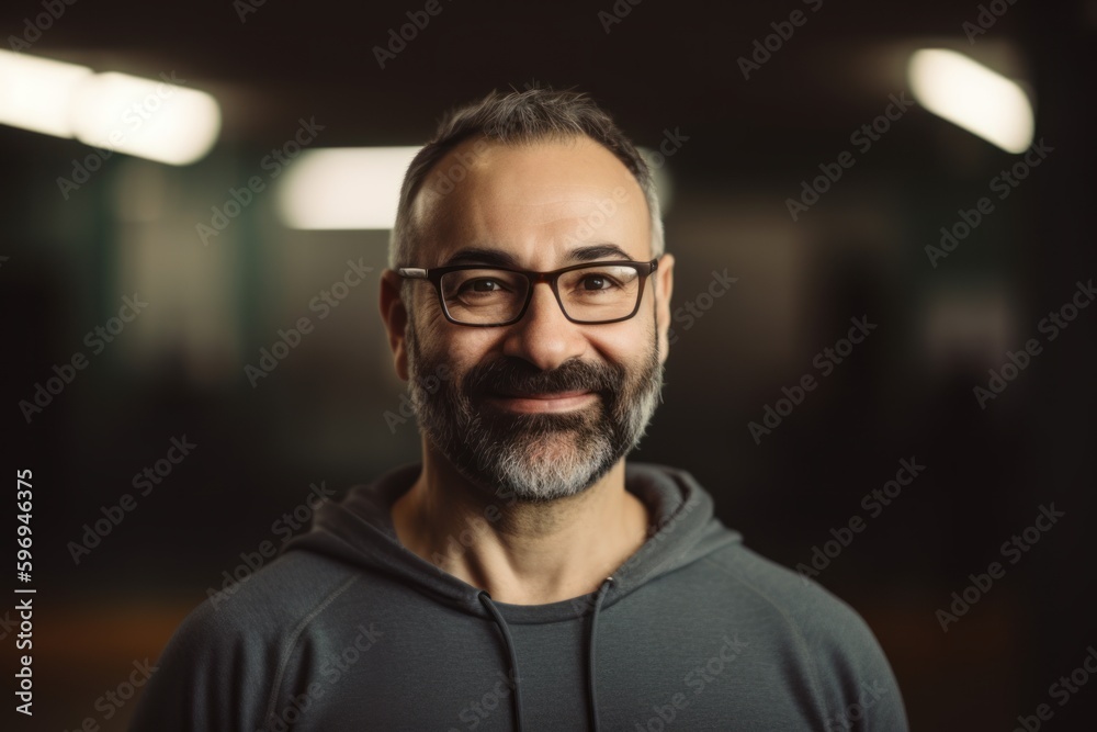 Portrait of a handsome bearded man with glasses looking at the camera Portrait of a handsome bearded man with glasses looking at the camera
