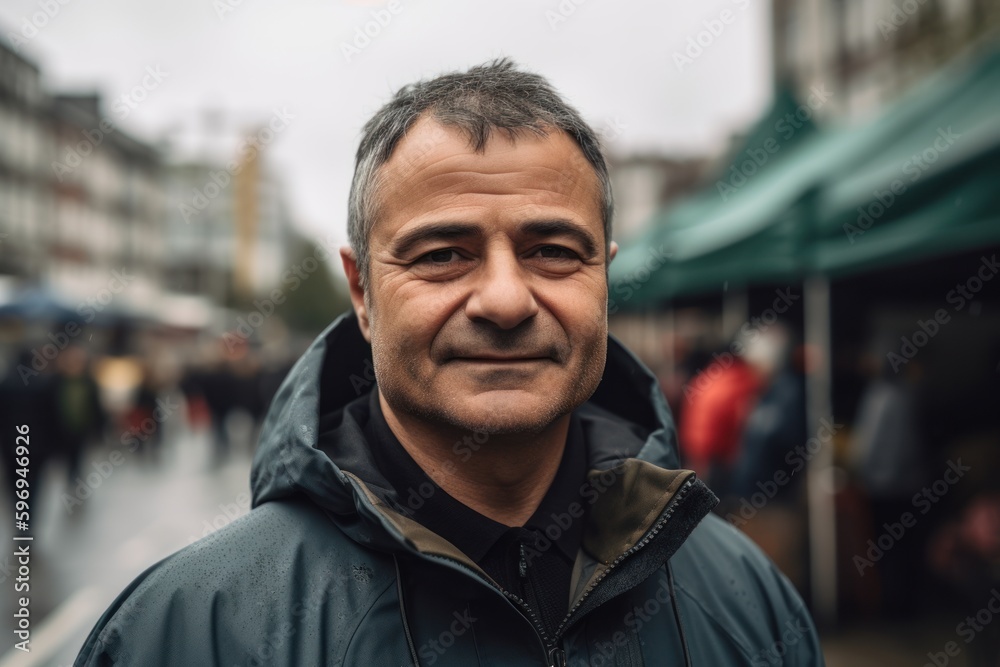 Handsome middle-aged man with gray hair in the city Handsome middle-aged man with gray hair in the city