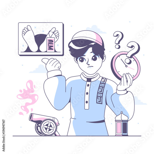 islamic reminder time and death concept illustration