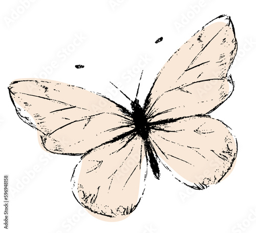 Narysowany beżowy motyl dekoracja