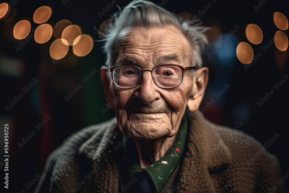 Portrait of an old man with glasses on a blurred background. Portrait of an old man with glasses on a blurred background.