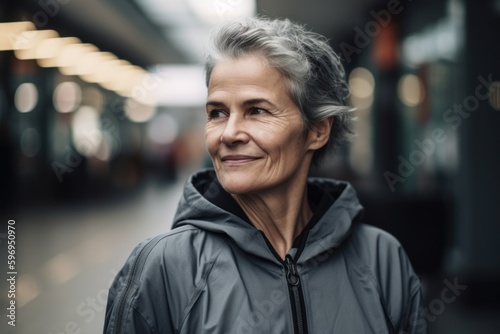 Portrait of a smiling senior woman in the city. Looking at camera.