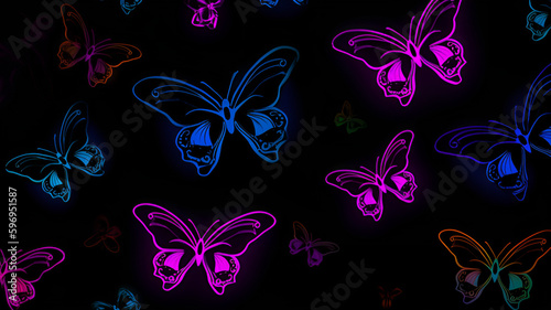 Neon Butterfly Wallpaper Background | Generative AI