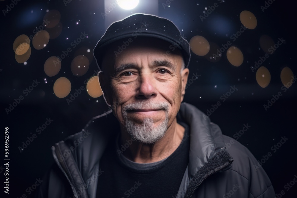 Portrait of an old man in a cap on a dark background Portrait of an old man in a cap on a dark background