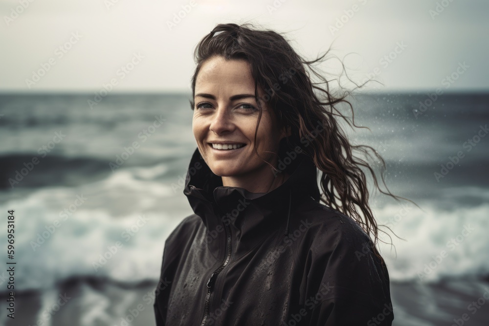 Portrait of a beautiful young brunette woman on the beach. Portrait of a beautiful young brunette woman on the beach.