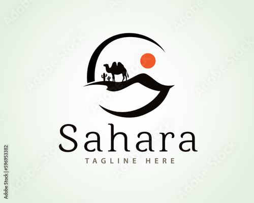 abstract circle desert view logo symbol design template illustration