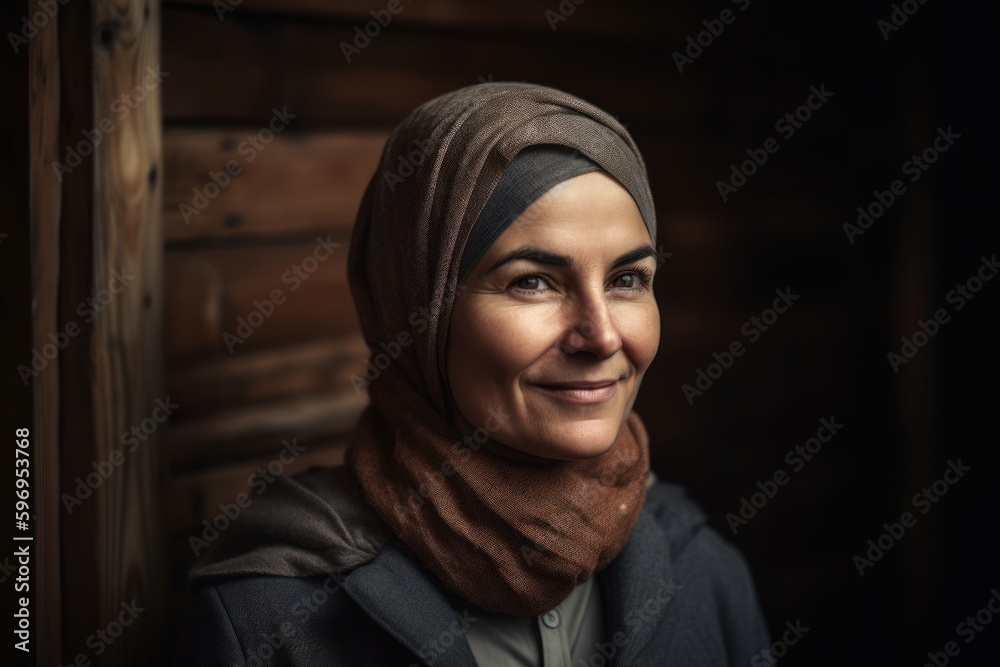 Portrait of a beautiful muslim woman in a coat and scarf Portrait of a beautiful muslim woman in a coat and scarf
