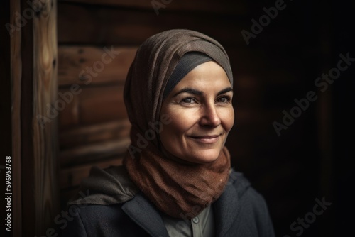 Portrait of a beautiful muslim woman in a coat and scarf © Robert MEYNER