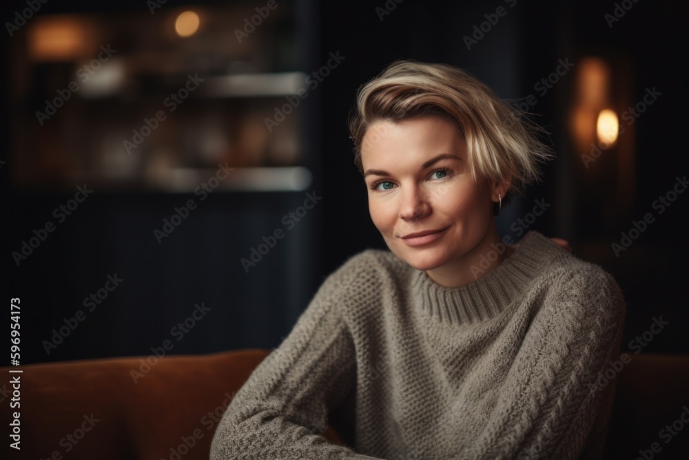 Portrait of a beautiful young woman sitting on the sofa at home Portrait of a beautiful young woman sitting on the sofa at home