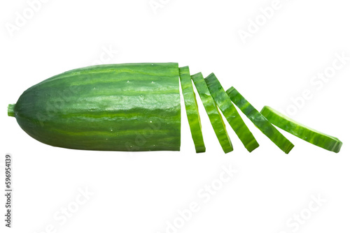 Sliced fresh cucumber. On a transparent background. isolated object.