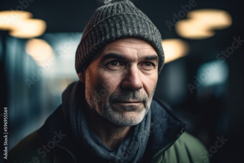 Portrait of a senior man in a warm hat and green jacket © Robert MEYNER