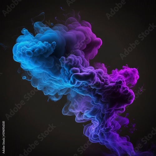 Blue and purple color smoke puff background. Generated ai.