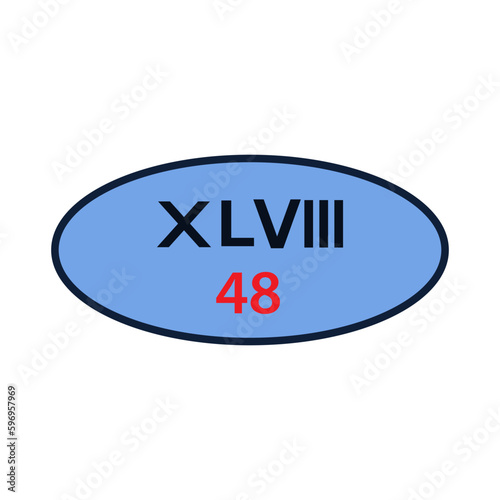 Roman number icon flat style illustration