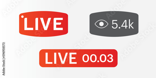 Live streaming icon set. Live video recording symbol. live watch people. broadcasting isolated on white and transparent background