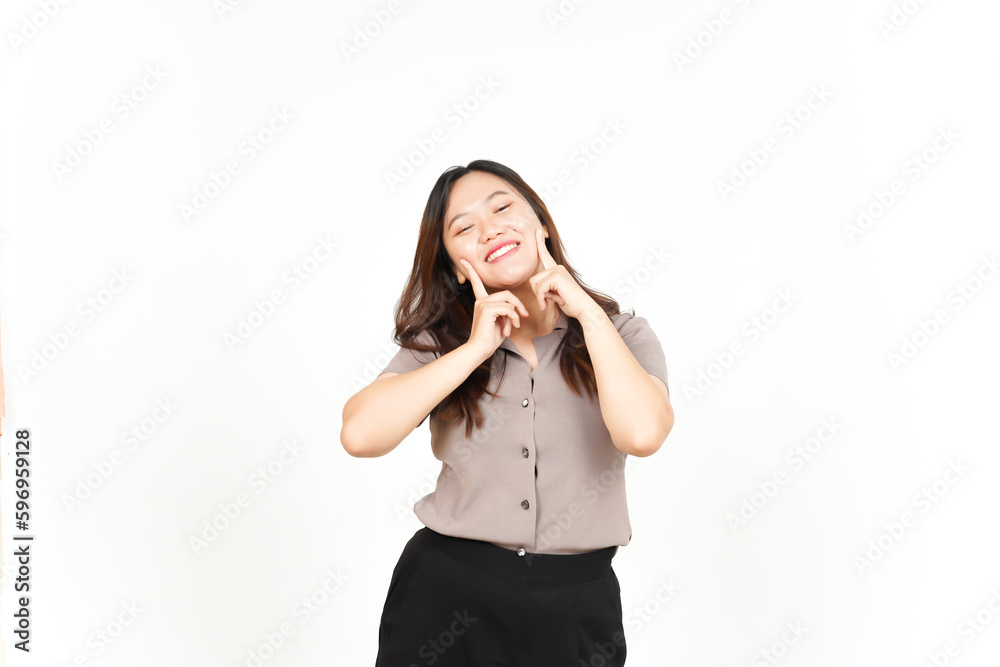Looking Camera with Smiling and Happy Face Of Beautiful Asian Woman Isolated On White Background Looking Camera with Smiling and Happy Face Of Beautiful Asian Woman Isolated On White Background