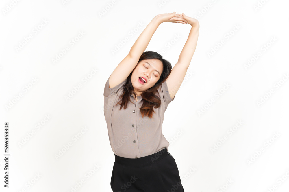 Wake Up Stretch Of Beautiful Asian Woman Isolated On White Background Wake Up Stretch Of Beautiful Asian Woman Isolated On White Background