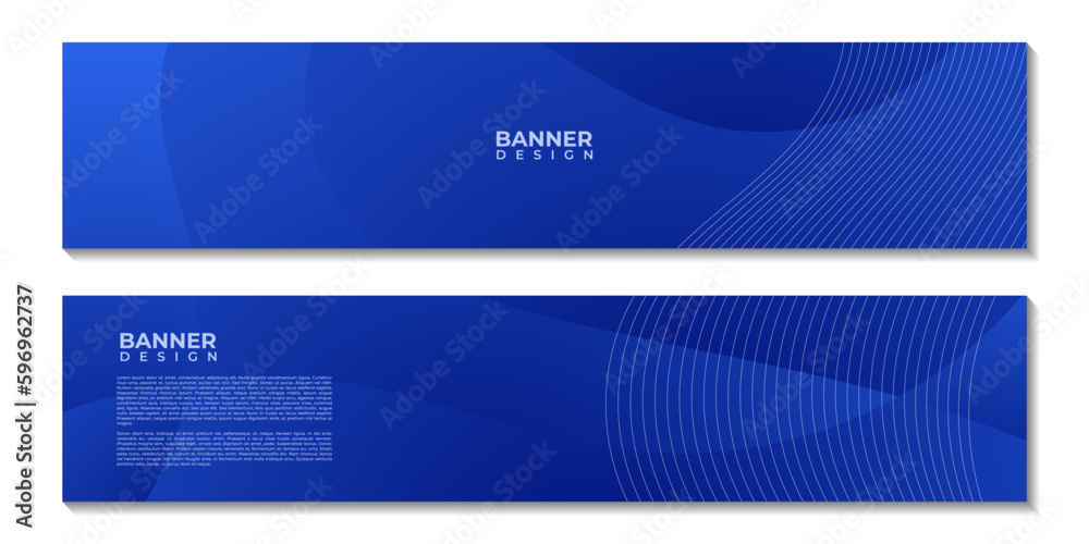 set of abstract creative banners with blue waves colorful background vector illustration