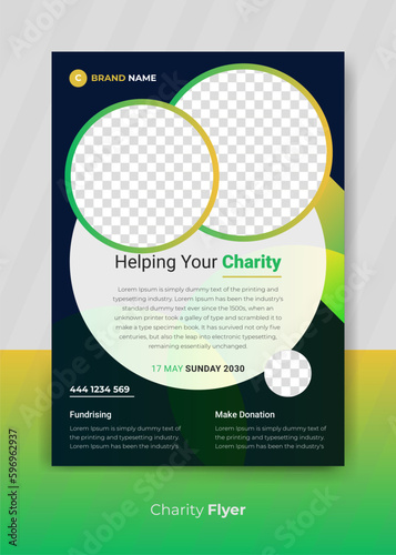 Charity Flyer design and Event Fundraising banner volunteer Donation poster template