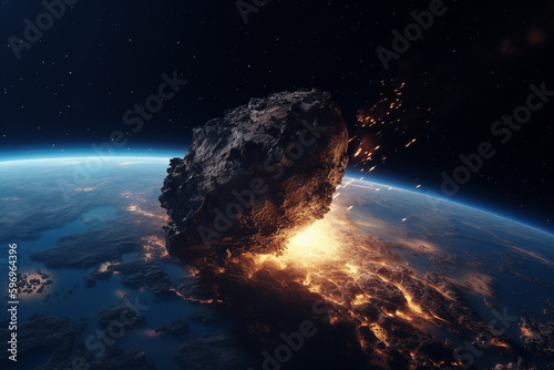 A meteor crushes against earth - Generative AI