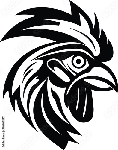 Rooster Logo Monochrome Design Style 