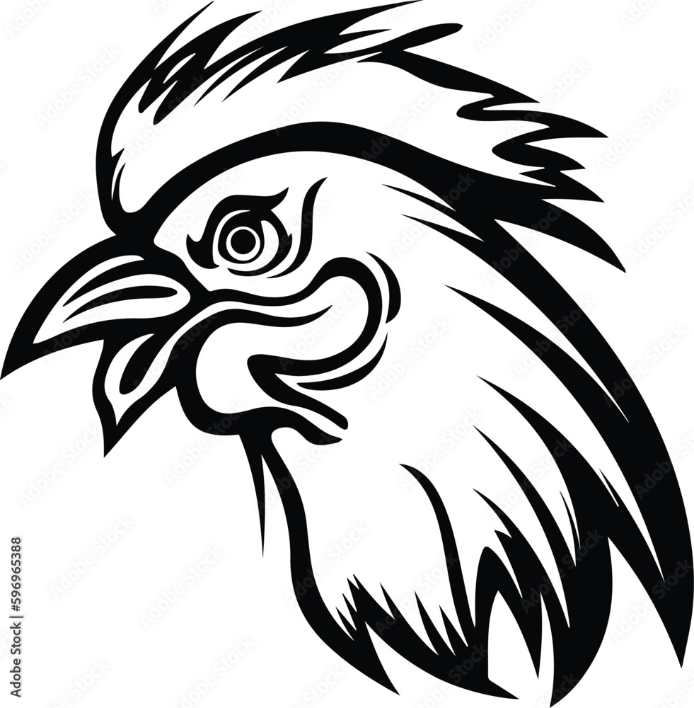 Rooster Logo Monochrome Design Style
