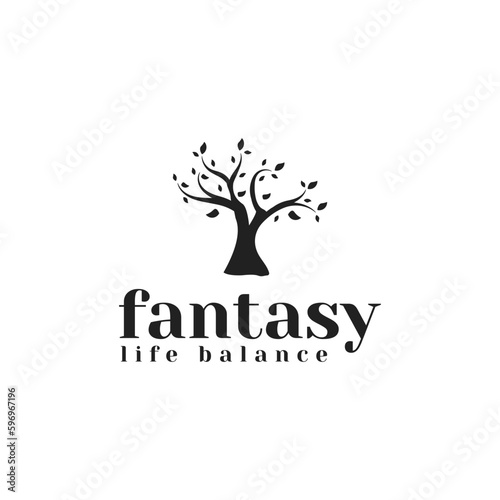 creative fantasy tree icon logo design vector illustration. beautiful tree sign logo vector design template for spa, yoga, business isolated on white background.