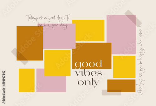 Vector photo collage template moodboard pictures grids vector illustration