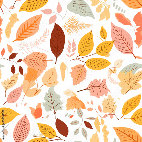 autumn leaves pattern on white background