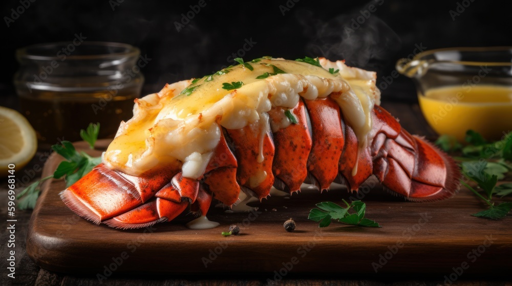 Mouth-Watering Lobster Tail with Rich Melted Butter - Generative AI Mouth-Watering Lobster Tail with Rich Melted Butter - Generative AI