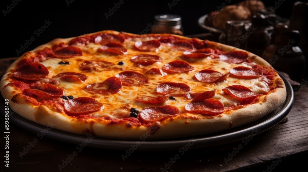 Savor the Flavor of Melty Cheese and Savory Pepperoni Pizza - Generative AI