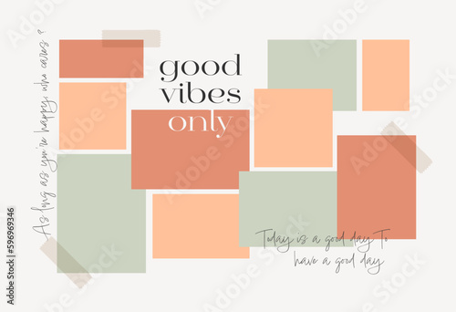 Vector photo collage template moodboard pictures grids vector illustration