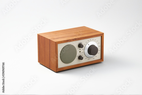 A wooden radio with a classic look that plays sweet music