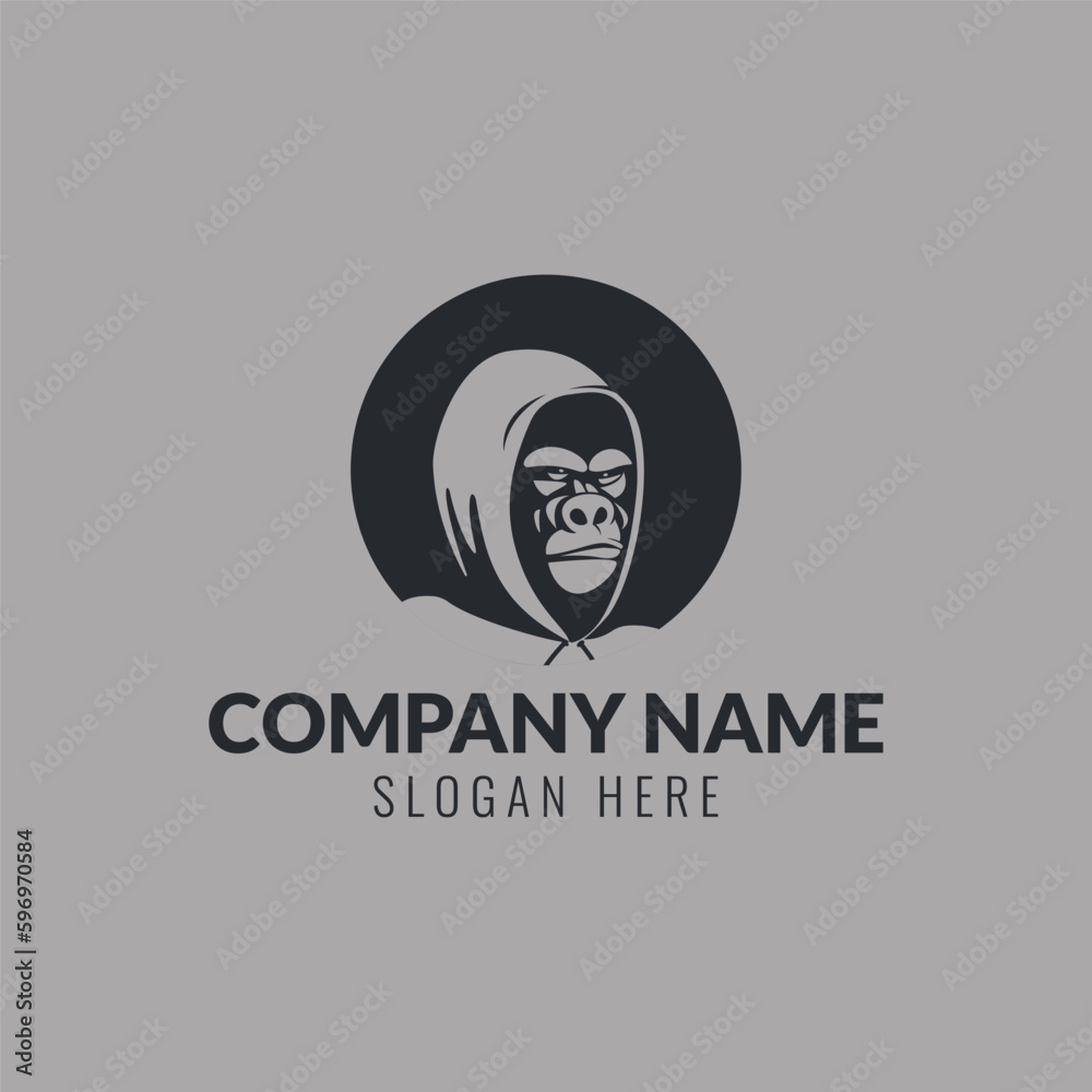 Gorilla with hoodie logo graphic design vector illustration