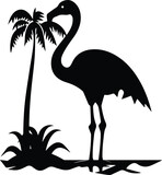 Flamingo Logo Monochrome Design Style
