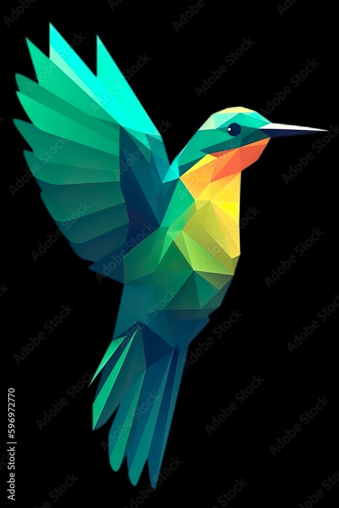 Obraz premium A low poly bird with wings spread