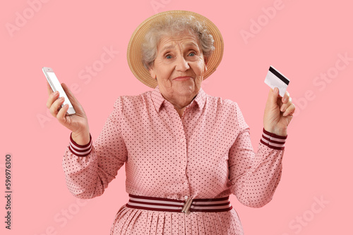 Senior woman with mobile ph...